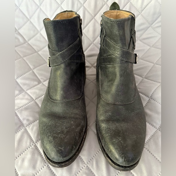 Frye Pixie Distressed Black Ankle Boots - Picture 5 of 8